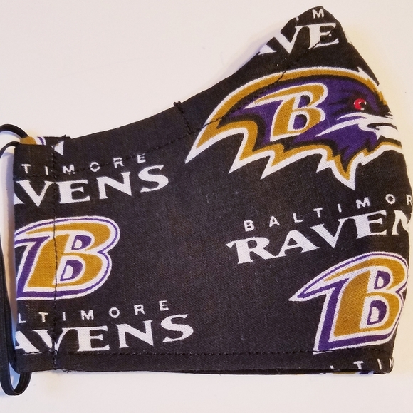 Hand Crafted Face Mask Baltimore Ravens Black Purple Gold Kids Face Mask - Picture 5 of 6